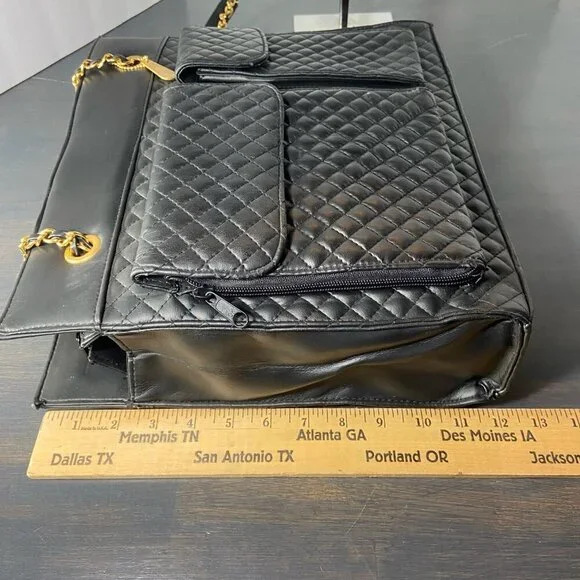 Vintage Evan-Picone Quilted Black Chain Strap Tote - NWOT - Picture 5 of 16